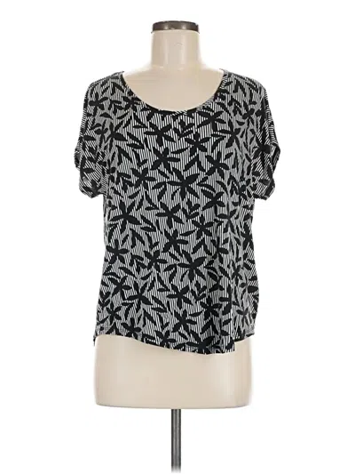 Pre-owned Lands' End Short Sleeve Blouse In Gray