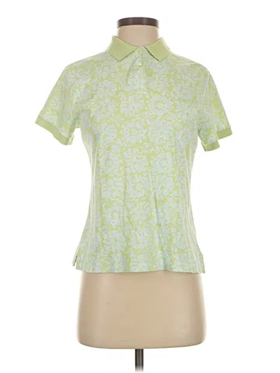 Pre-owned Lands' End Short Sleeve Blouse In Green