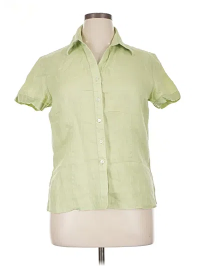 Pre-owned Lands' End Short Sleeve Blouse In Green