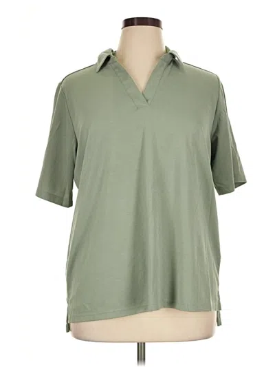 Pre-owned Lands' End Short Sleeve Blouse In Green