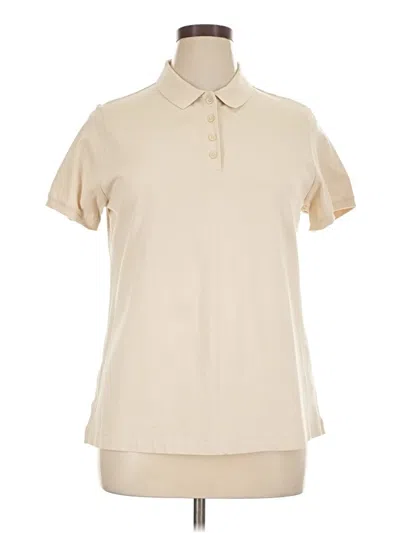 Pre-owned Lands' End Short Sleeve Blouse In Ivory
