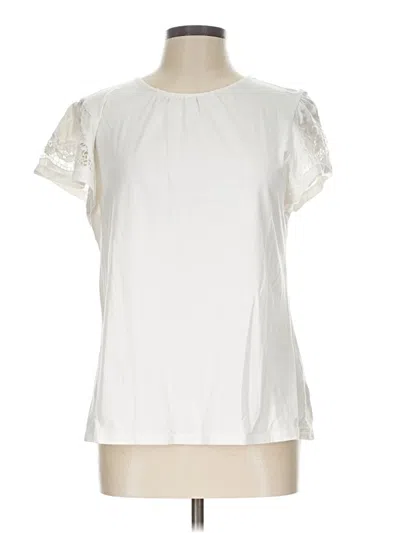 Pre-owned Lands' End Short Sleeve Blouse In Ivory