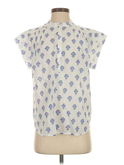Pre-owned Lands' End Short Sleeve Blouse In Ivory