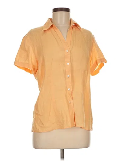 Pre-owned Lands' End Short Sleeve Blouse In Orange