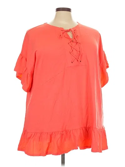 Pre-owned Lands' End Short Sleeve Blouse In Orange