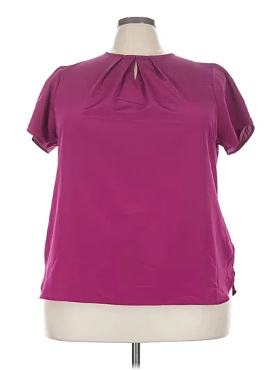 Pre-owned Lands' End Short Sleeve Blouse In Purple