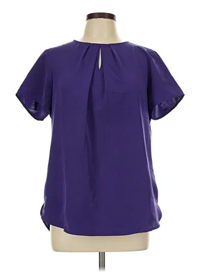 Pre-owned Lands' End Short Sleeve Blouse In Purple