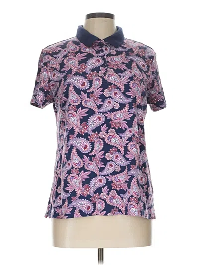 Pre-owned Lands' End Short Sleeve Blouse In Purple