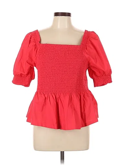 Pre-owned Lands' End Short Sleeve Blouse In Red