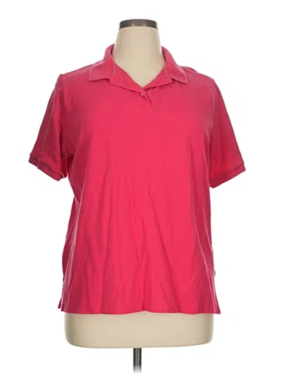 Pre-owned Lands' End Short Sleeve Blouse In Red