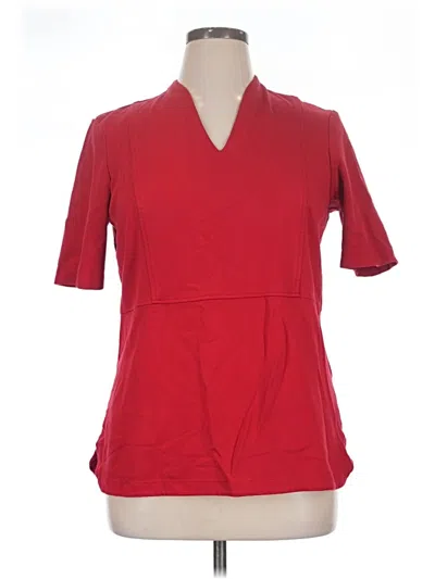 Pre-owned Lands' End Short Sleeve Blouse In Red