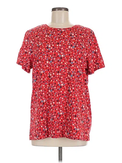 Pre-owned Lands' End Short Sleeve Blouse In Red