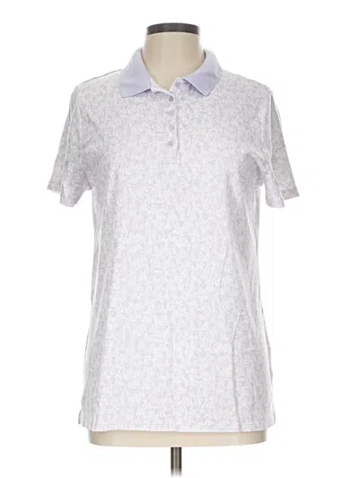 Pre-owned Lands' End Short Sleeve Blouse In Silver