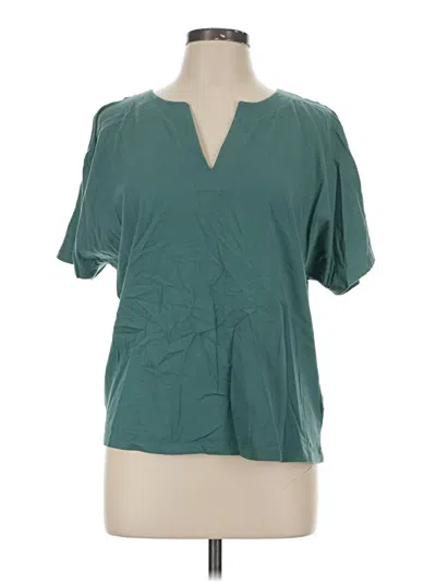 Pre-owned Lands' End Short Sleeve Blouse In Teal