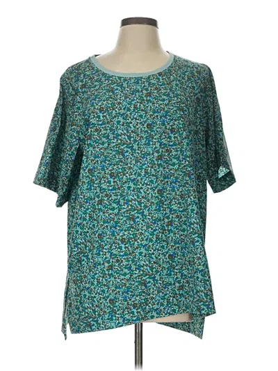 Pre-owned Lands' End Short Sleeve Blouse In Teal