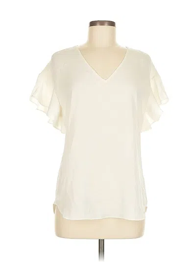 Pre-owned Lands' End Short Sleeve Blouse In White