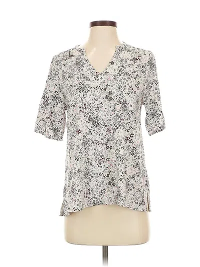 Pre-owned Lands' End Short Sleeve Blouse In White