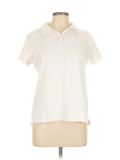 Pre-owned Lands' End Short Sleeve Blouse In White