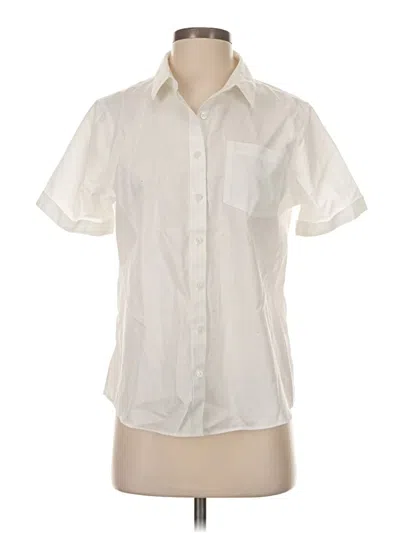 Pre-owned Lands' End Short Sleeve Blouse In White