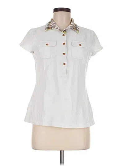 Pre-owned Lands' End Short Sleeve Blouse In White