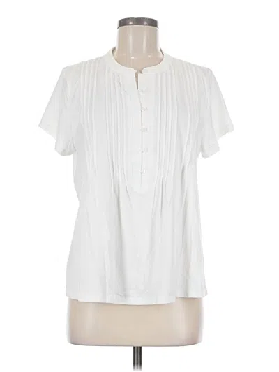 Pre-owned Lands' End Short Sleeve Blouse In White