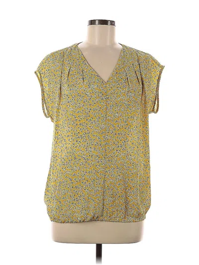 Pre-owned Lands' End Short Sleeve Blouse In Yellow
