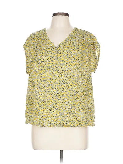 Pre-owned Lands' End Short Sleeve Blouse In Yellow
