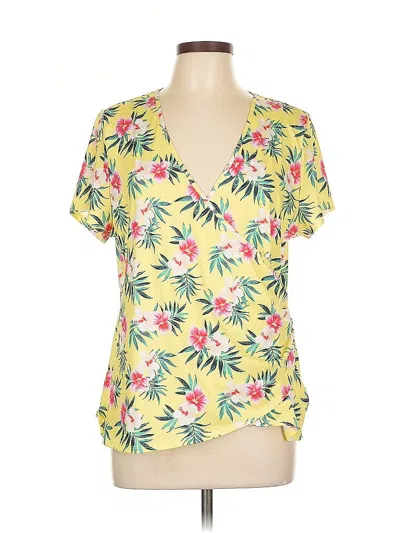 Pre-owned Lands' End Short Sleeve Blouse In Yellow