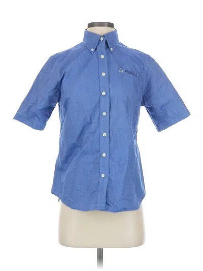 Pre-owned Lands' End Short Sleeve Button Down Shirt In Blue
