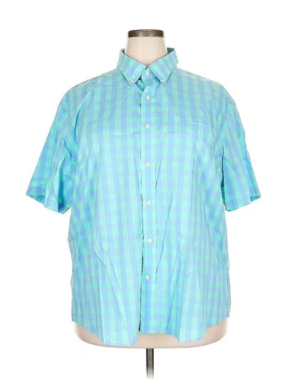 Pre-owned Lands' End Short Sleeve Button Down Shirt In Blue