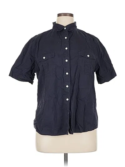 Pre-owned Lands' End Short Sleeve Button Down Shirt In Blue