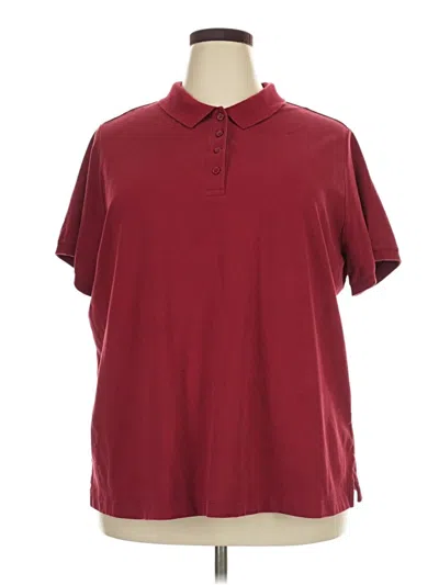 Pre-owned Lands' End Short Sleeve Button Down Shirt In Burgundy