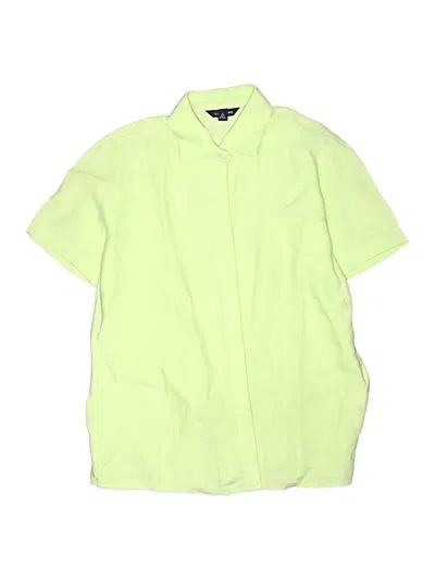 Pre-owned Lands' End Kids'  Short Sleeve Button Down Shirt In Green