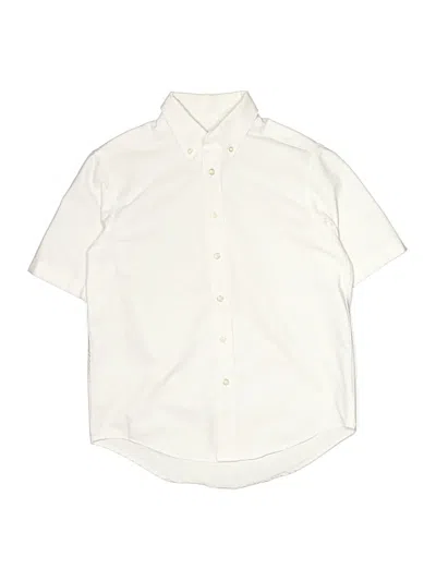 Pre-owned Lands' End Kids'  Short Sleeve Button Down Shirt In Ivory
