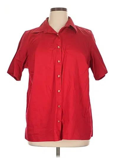 Pre-owned Lands' End Short Sleeve Button Down Shirt In Red
