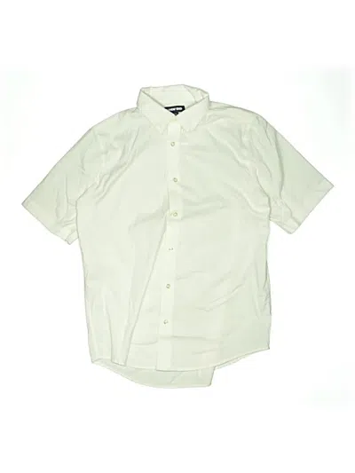 Pre-owned Lands' End Kids'  Short Sleeve Button Down Shirt In White
