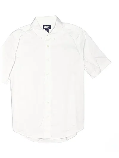 Pre-owned Lands' End Kids'  Short Sleeve Button Down Shirt In White