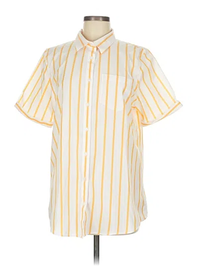 Pre-owned Lands' End Short Sleeve Button Down Shirt In Yellow