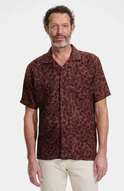 Lands' End Short Sleeve Camp Collar Hawaiian Shirt In Brown