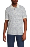 Lands' End Short Sleeve Comfort-first Mesh Polo Shirt In Ivory/mariner Blue Anchors