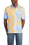 Lands' End Short Sleeve Comfort-first Mesh Polo Shirt In Sunkissed Yellow/blue Tile