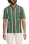 Lands' End Short Sleeve Comfort-first Mesh Polo Shirt In Tea Leaf/ivory Stripe