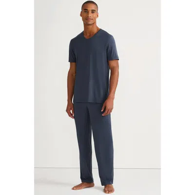 Lands' End Short Sleeve Cooling Knit V-neck Pajama Set In Slate Blue