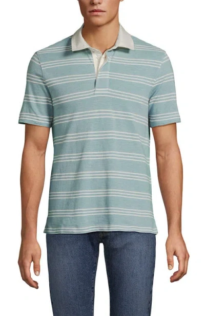 Lands' End Short Sleeve Cotton Linen Rugby Polo