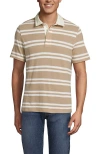 Lands' End Short Sleeve Cotton Linen Rugby Polo In Brown
