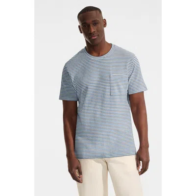 Lands' End Short Sleeve Cotton Linen Tee In Blue