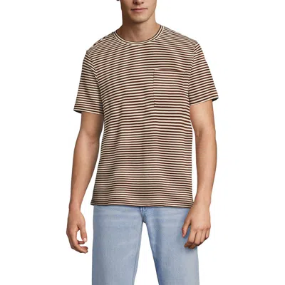 Lands' End Short Sleeve Cotton Linen Tee In Brown