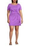 Lands' End Plus Size Short Sleeve Cotton Modal Wrap Mini Dress In Soft Orchid