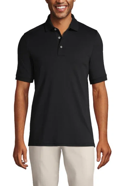 Lands' End Short Sleeve Cotton Supima Polo Shirt In Black
