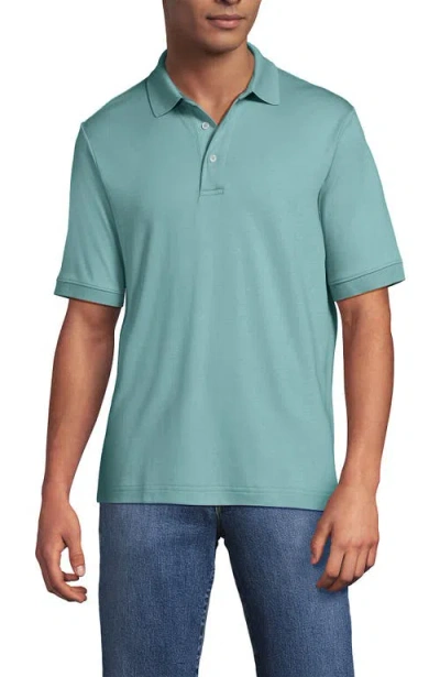 Lands' End Short Sleeve Cotton Supima Polo Shirt In Blue